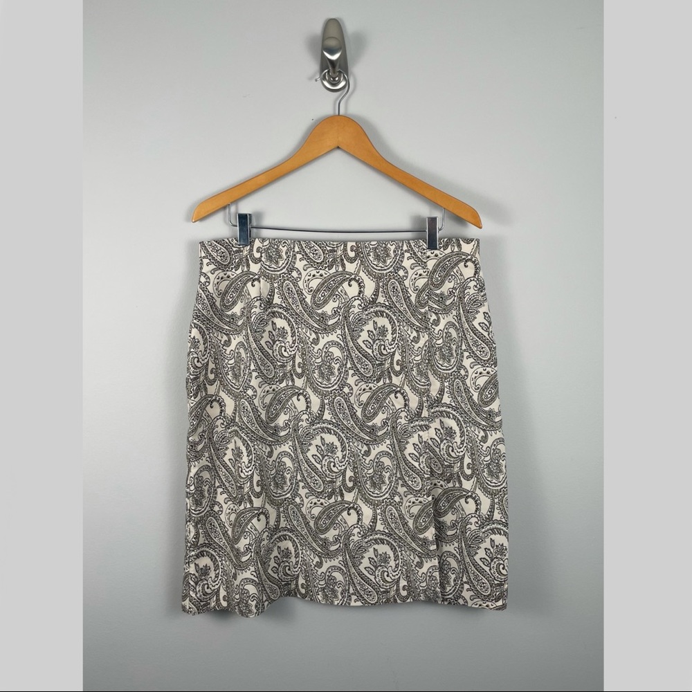 Vintage Alanni by Donny Brook Pencil Mini Skirt Tan 14 Black Paisley design